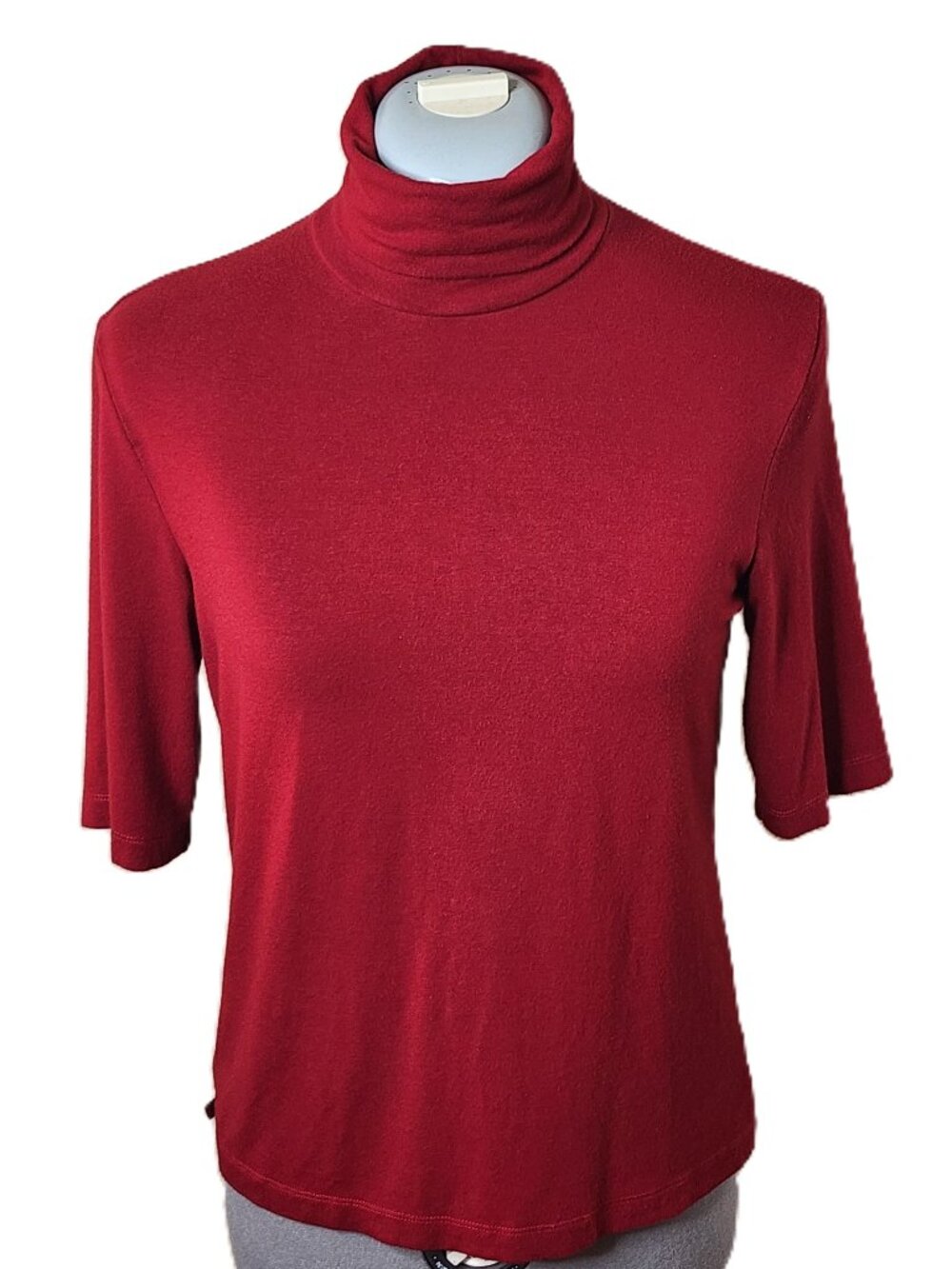 Women’s Lauren Ralph Lauren Turtleneck Short Sleeve Red Knit Stretch Top Size M